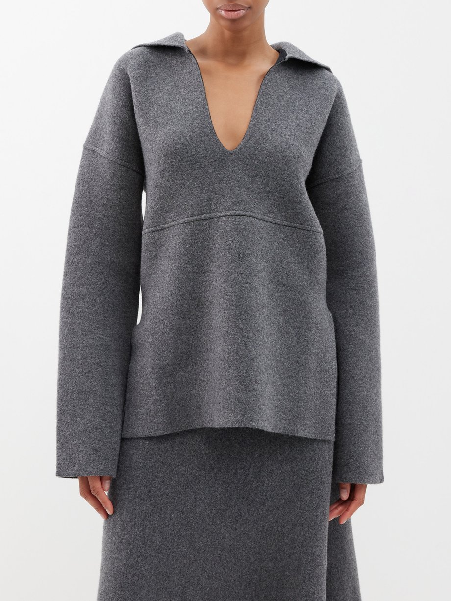 Jil Sander Wool and cashmere-blend V-neck sweater