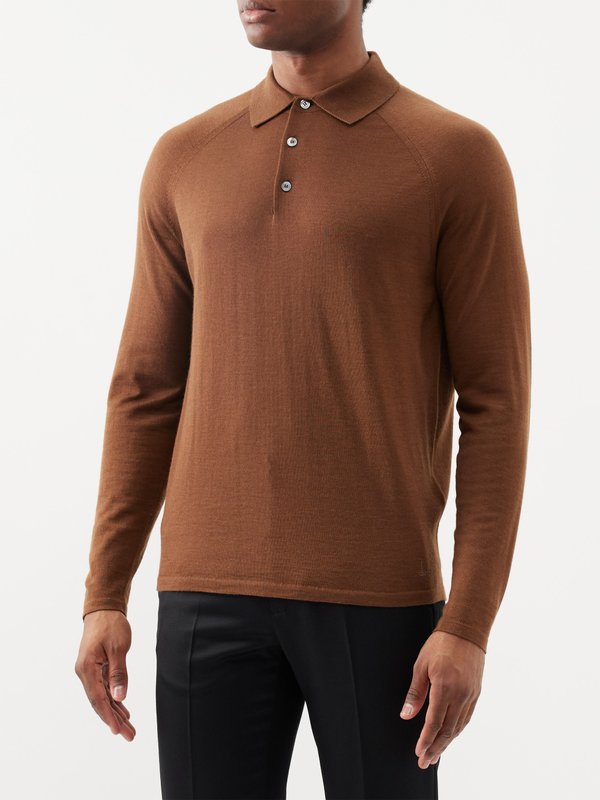 Dunhill Knitted silk-blend polo shirt