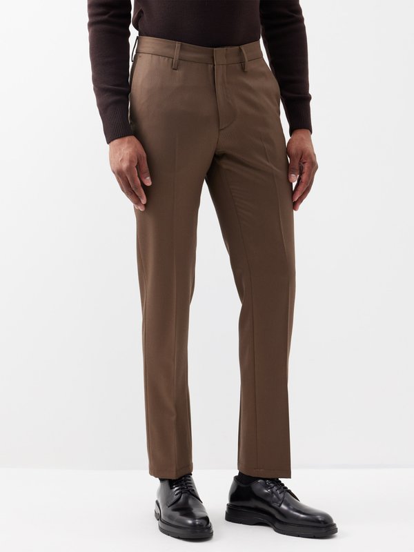 Dunhill Flat-front wool-twill chinos