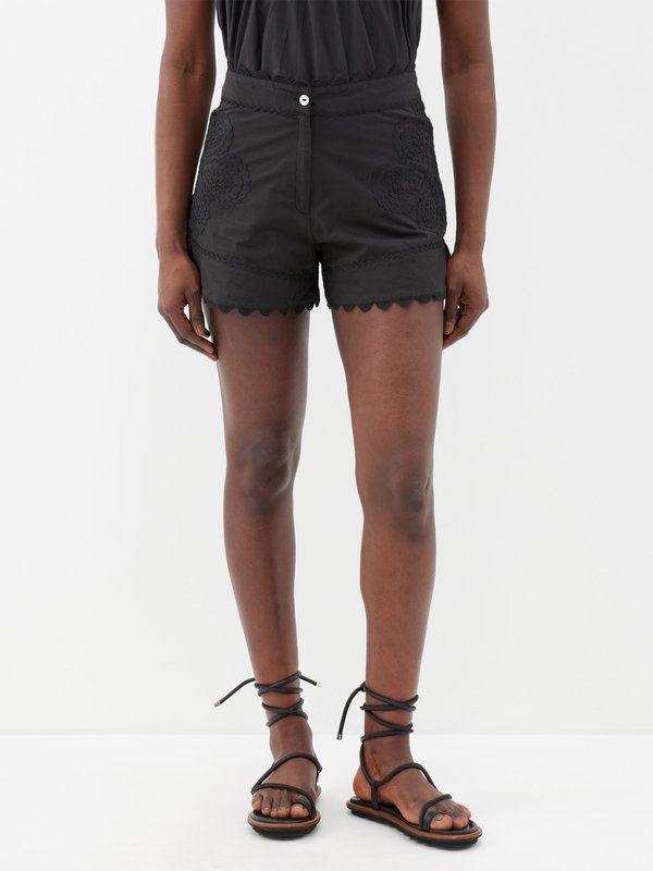 Juliet Dunn Ricrac-trim cotton-poplin shorts