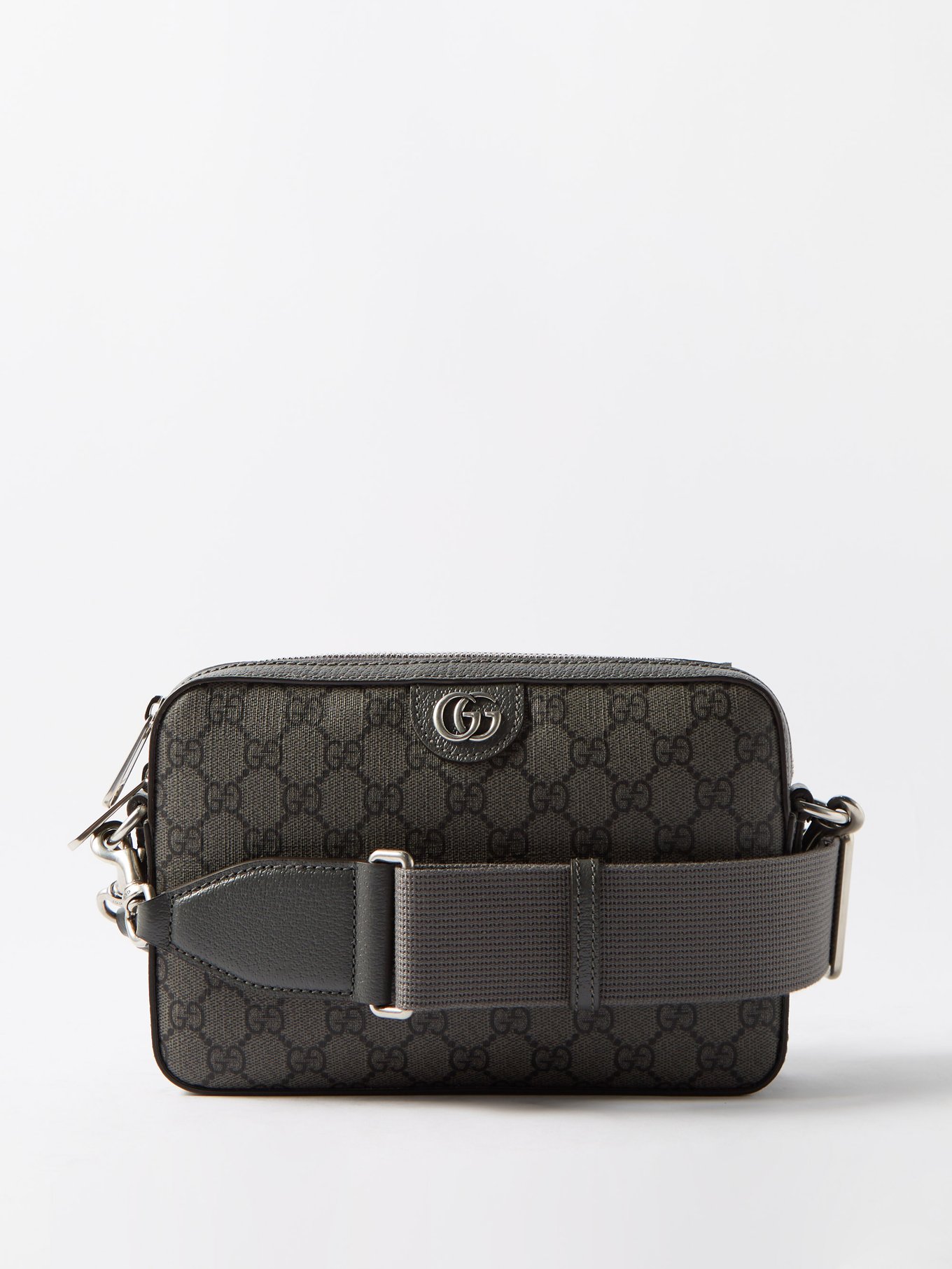 Gucci - Men - Ophidia Leather-trimmed logo-jacquard Coated-canvas Wash Bag Black