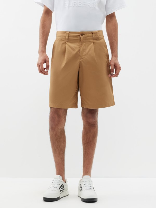 Burberry Pleated cotton-twill shorts