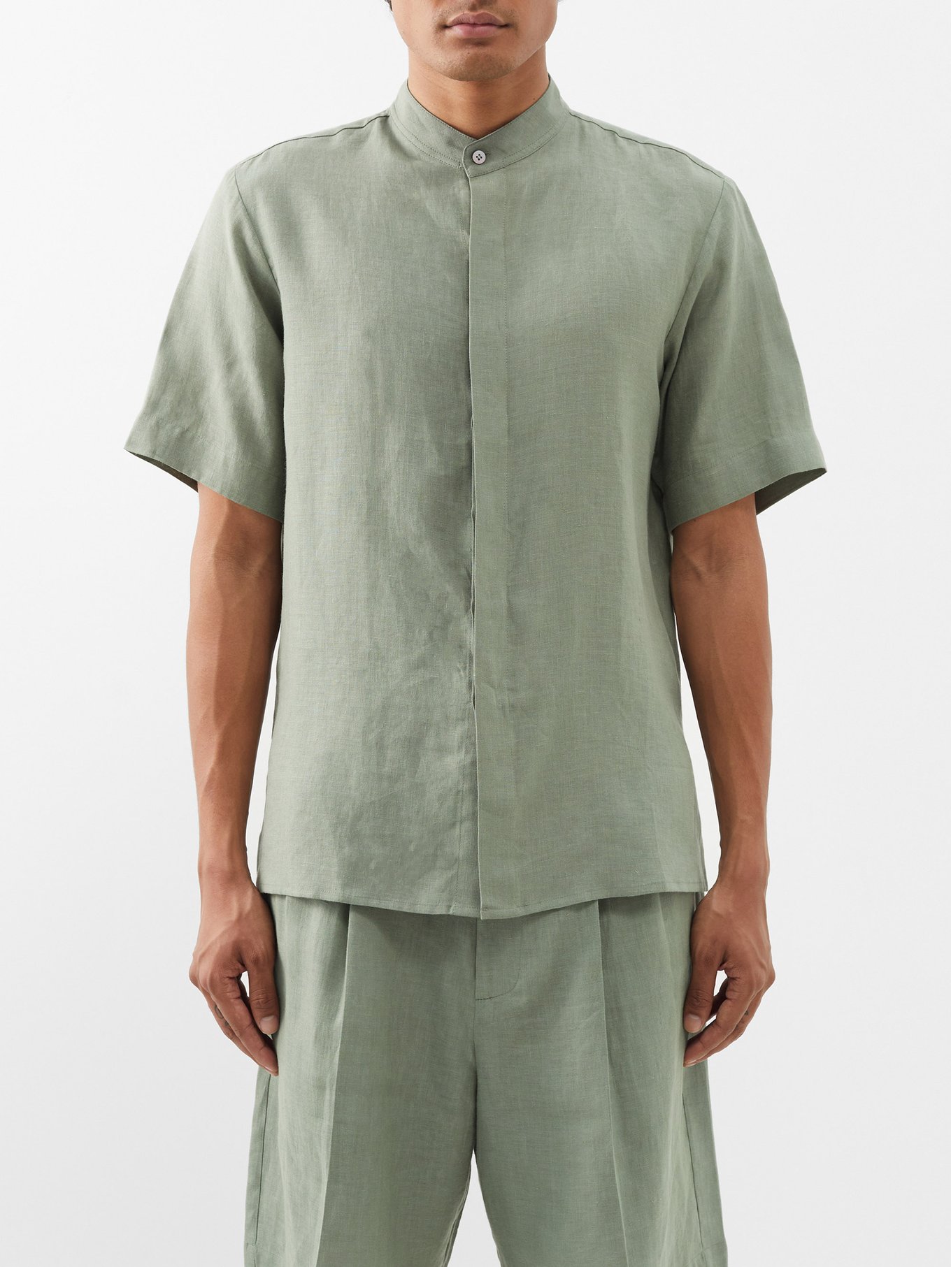 Band-collar linen shirt | Zeus + Dione