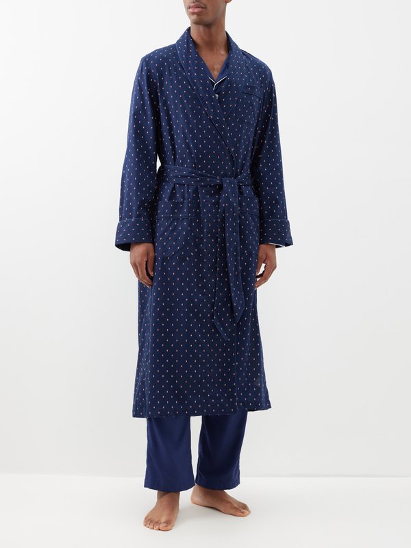 Derek Rose Nelson geometric-print cotton belted robe