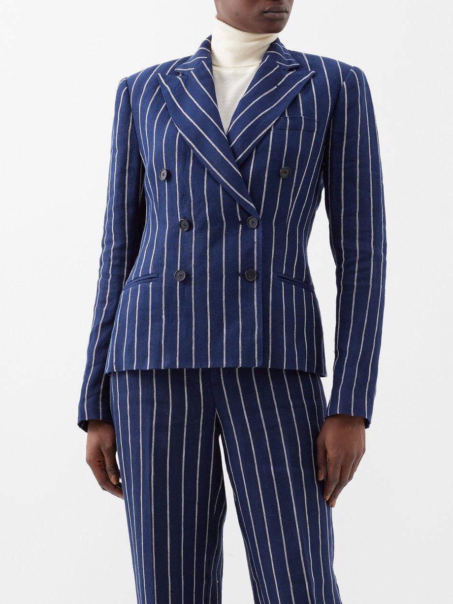 Polo Ralph Lauren Double-breasted pinstripe-linen suit jacket