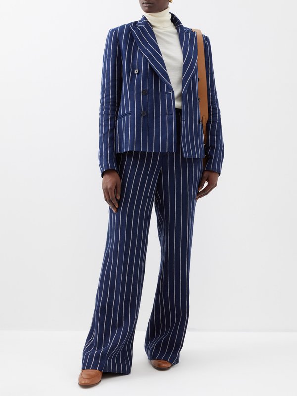 Polo Ralph Lauren Double-breasted pinstripe-linen suit jacket