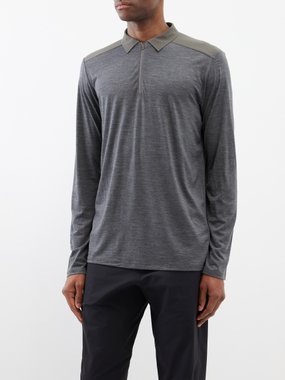 Veilance Frame merino-blend long-sleeved polo shirt