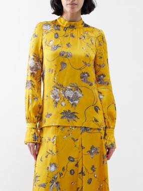 Erdem Floral-print satin blouse