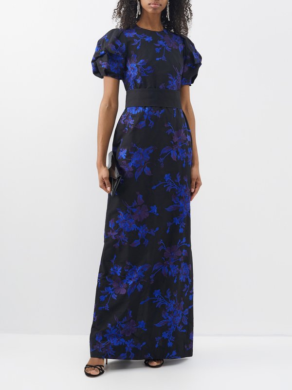 Erdem Floral-embroidered cotton-faille gown