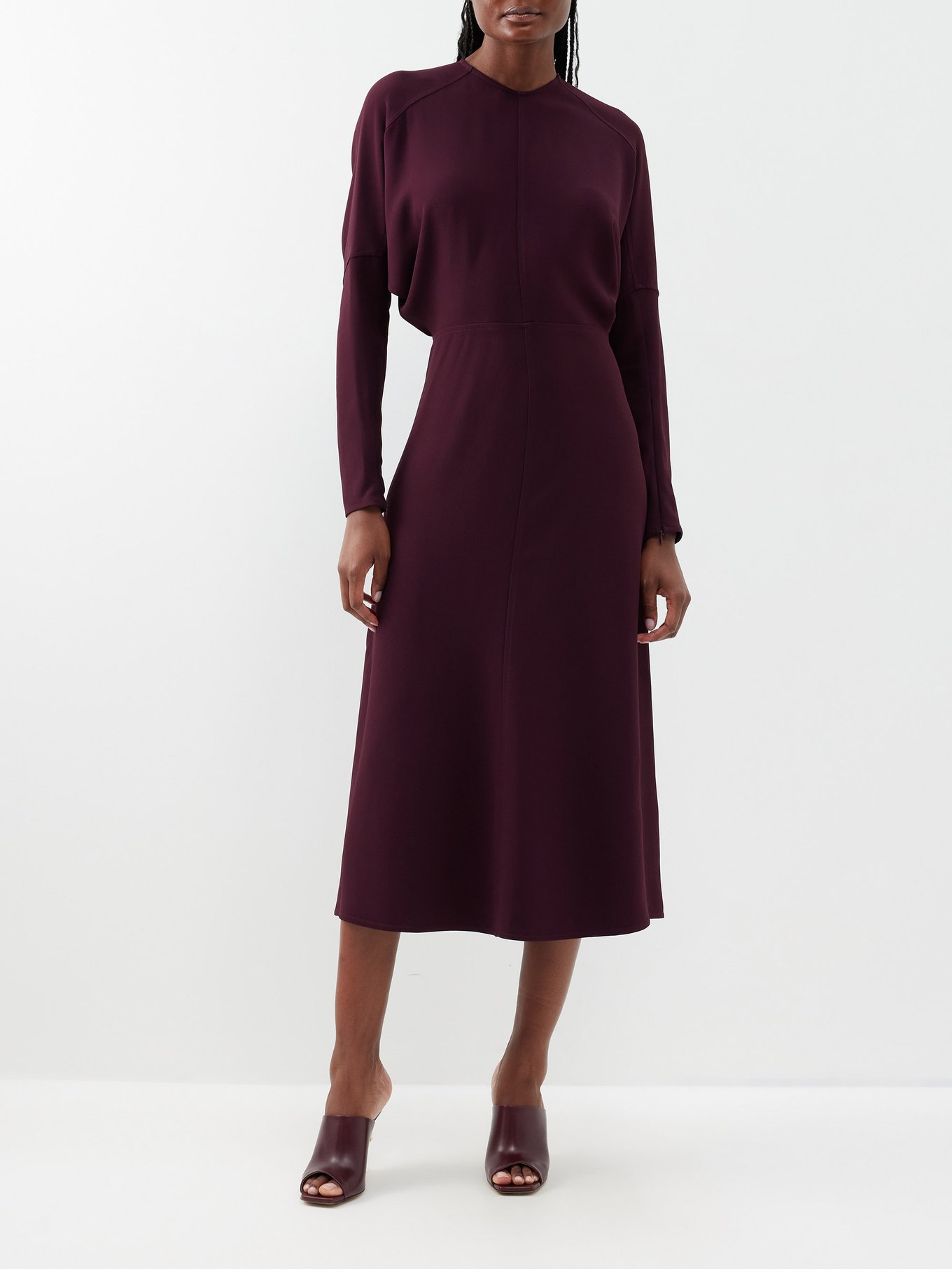 Dolman-sleeve viscose-blend midi dress video