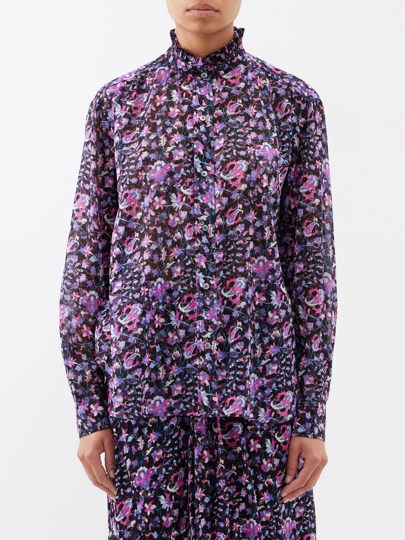 Gamble frill-collar paisley-print cotton blouse | Marant Etoile