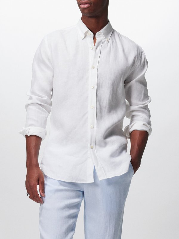 120% Lino Point-collar linen shirt