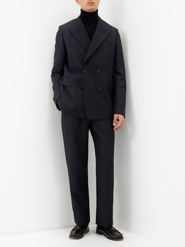 Lanvin Checked double-breasted wool-blend suit jacket