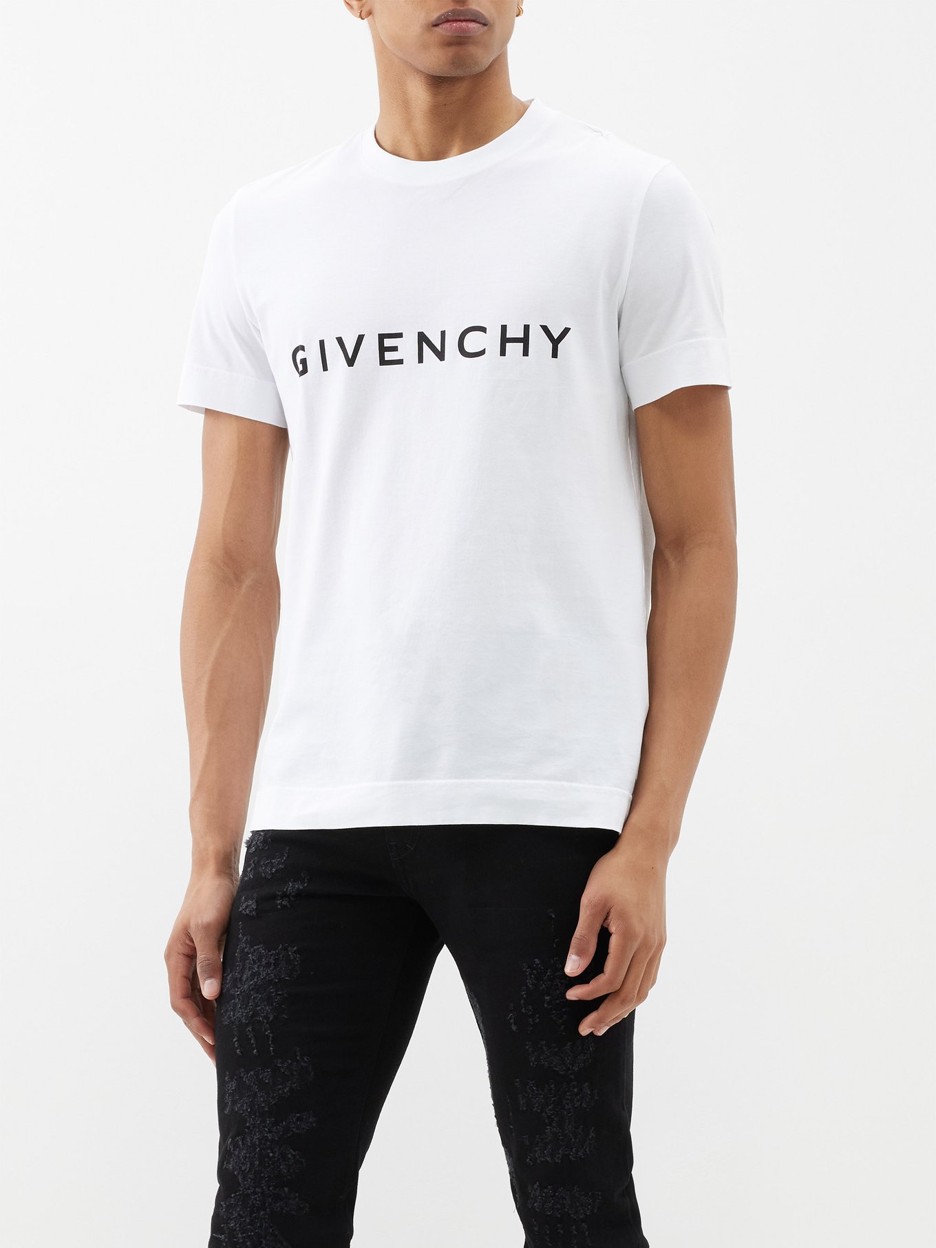 Givenchy ジバンシィ Logo-print cotton-jersey T-shirt  ホワイト｜MATCHESFASHION（マッチズファッション)