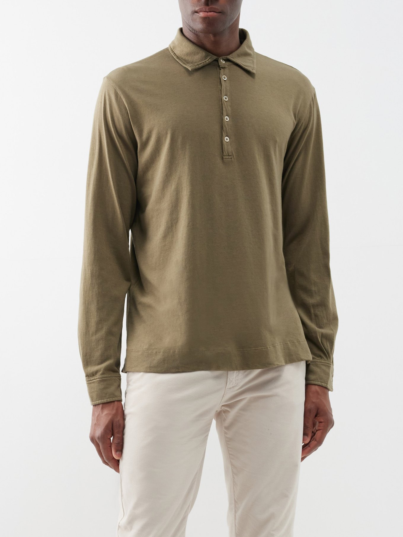 Cotton And Cashmere Polo Shirt in Green - Amiri