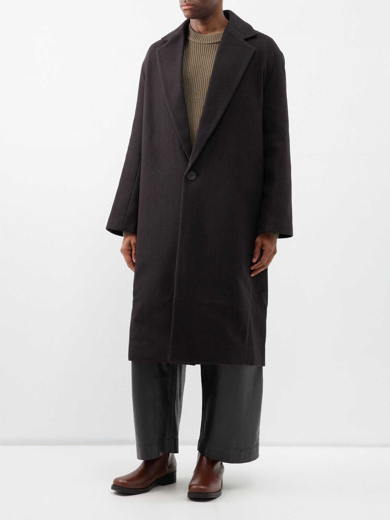 Dropped-shoulder wool-blend overcoat | Studio Nicholson