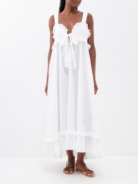 Thierry Colson Valentina ruffled embroidered-cotton midi dress