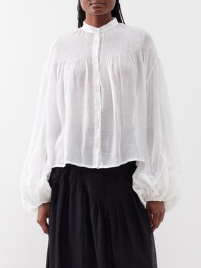 Thierry Colson Slava balloon-sleeve cotton-blend blouse