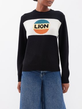 Bella Freud Lion-intarsia merino sweater