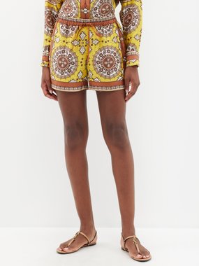 Nili Lotan Frances geometric-print silk shorts