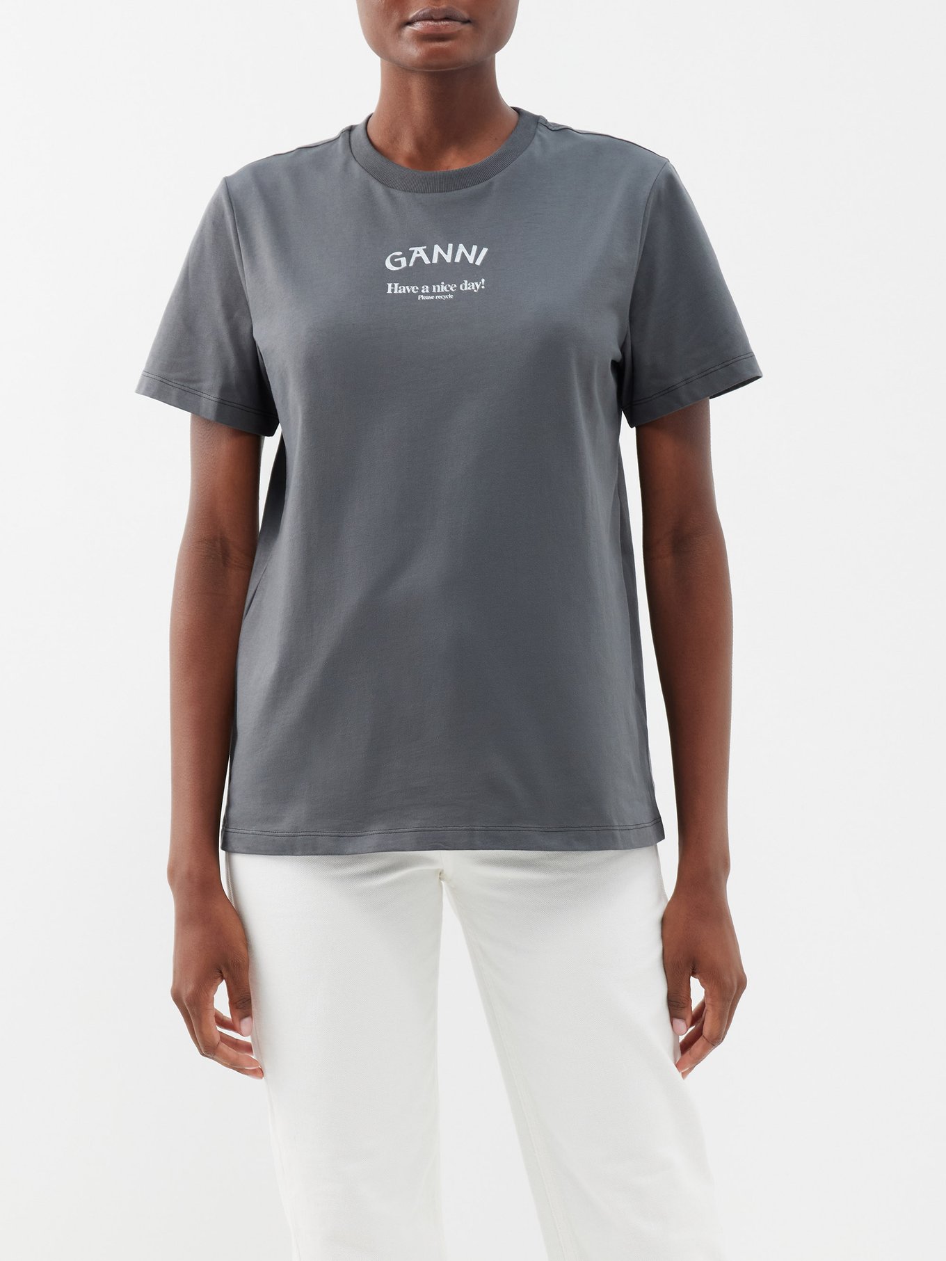 GANNI Grey Mountain Print T-Shirt GANNI