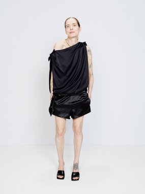 Raey Knotted side silk scarf shorts