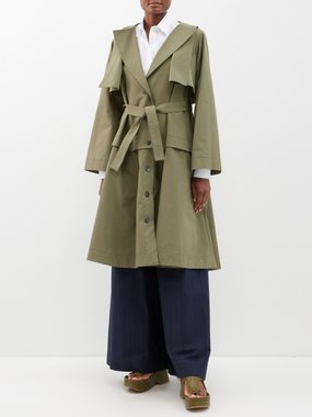 Palmer//harding palmer//harding Inhale detachable-hem cotton-drill trench coat