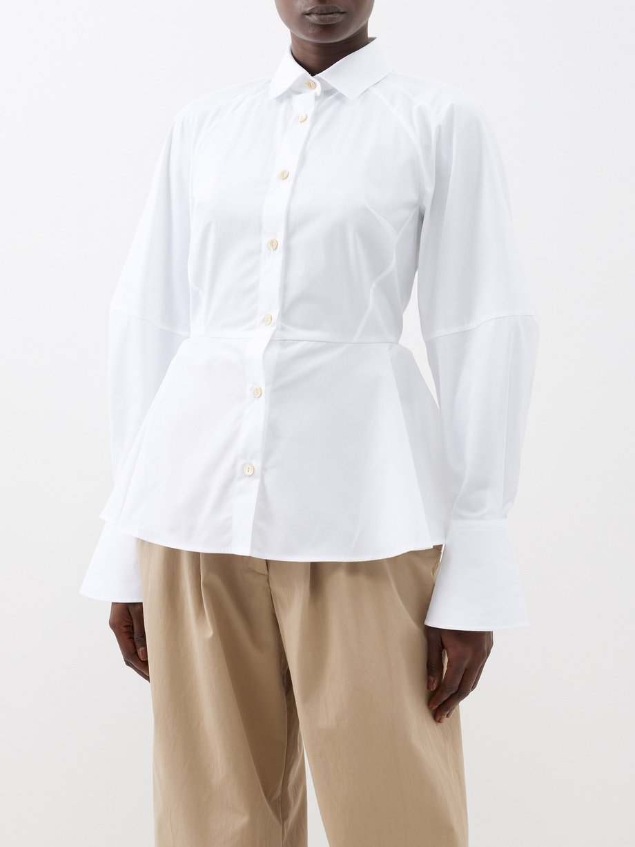 Palmer//harding (palmer//harding) Tranquility peplum-hem cotton-poplin shirt