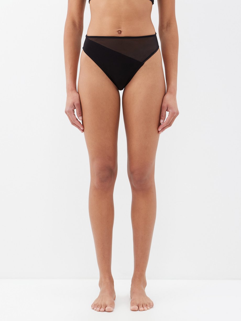 Norma Kamali Snake mesh-panel bikini briefs