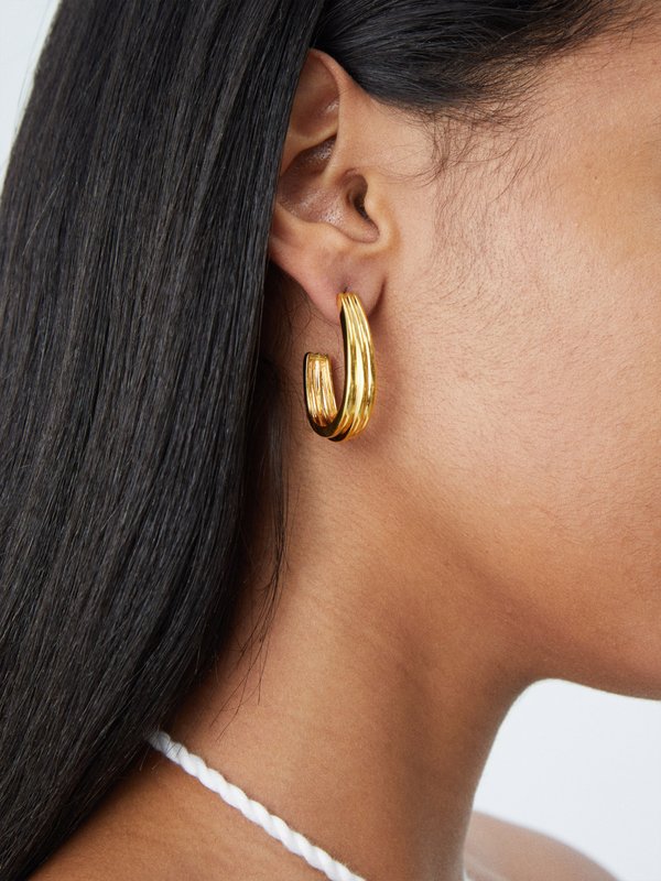 Daphine Flora 18kt gold-plated hoop earrings