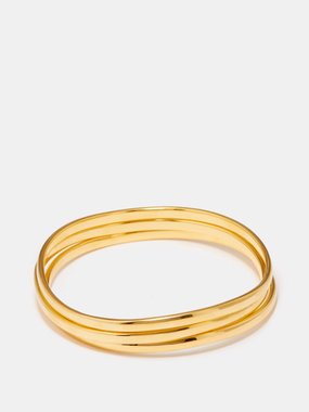 Daphine Set of three Moune 18kt gold-plated bangles