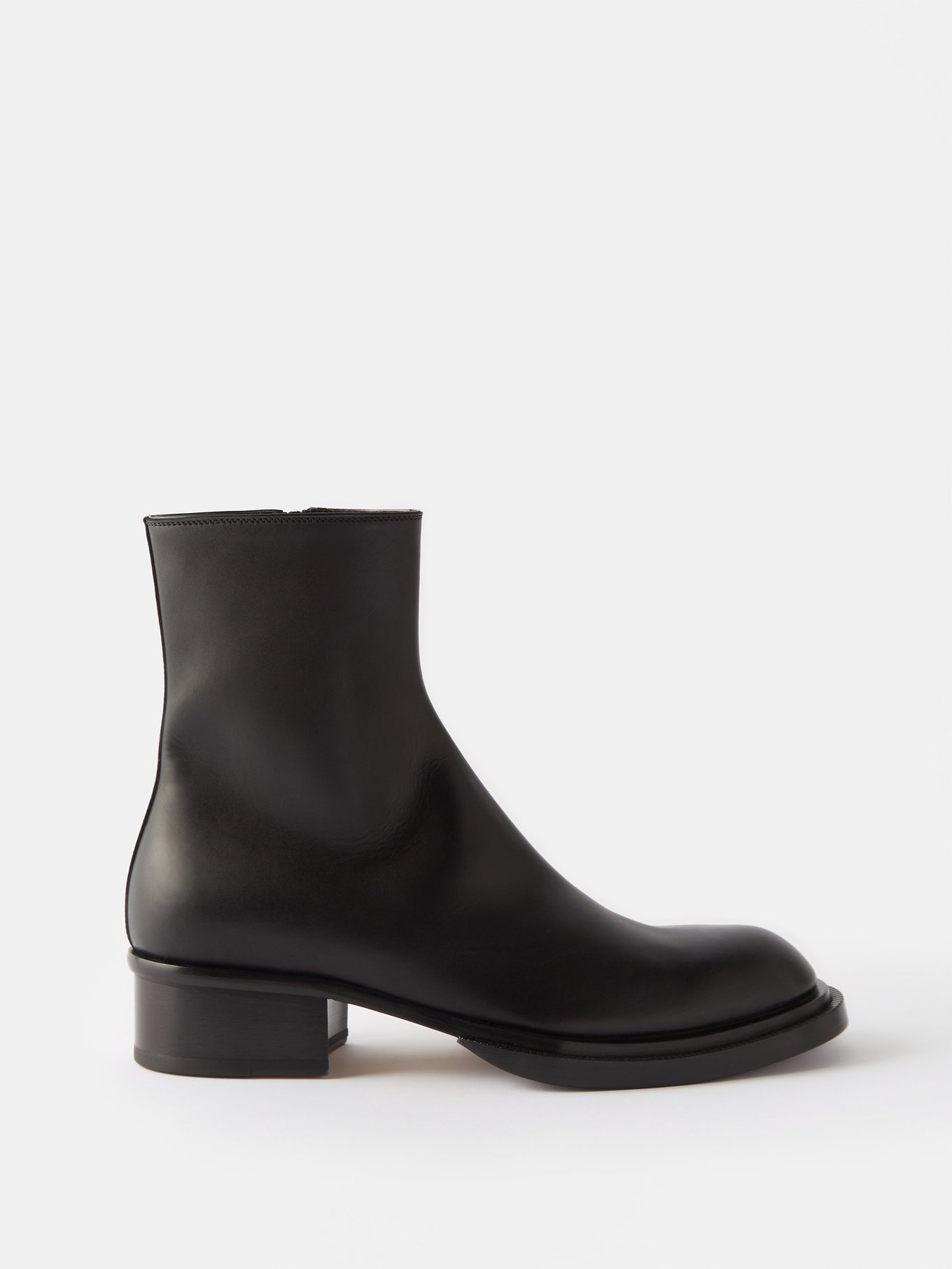 Stack Leather And Rubber Ankle Boots in Black - Alexander Mc Queen