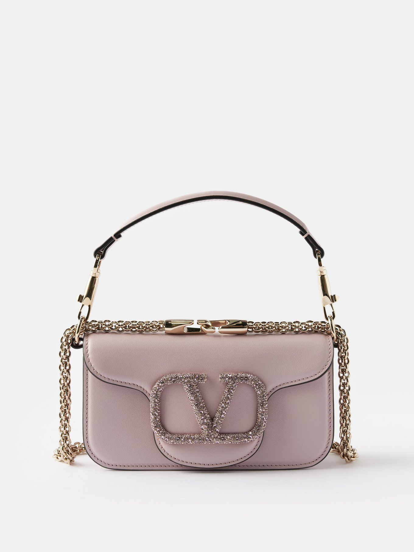 Valentino Garavani Small Letter smooth-grain Shoulder Bag - Pink
