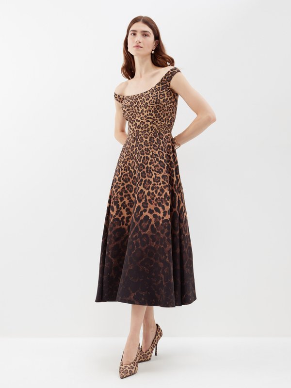 Valentino Garavani Off-the-shoulder dégradé leopard-print crepe dress