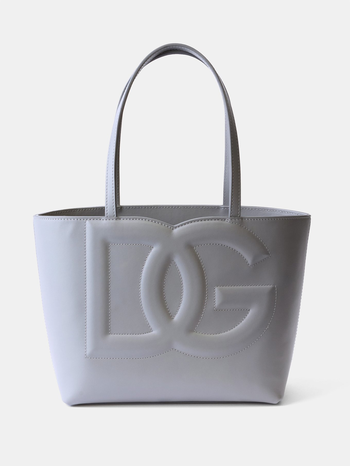 Grey Logo-embossed leather tote bag, Dolce & Gabbana