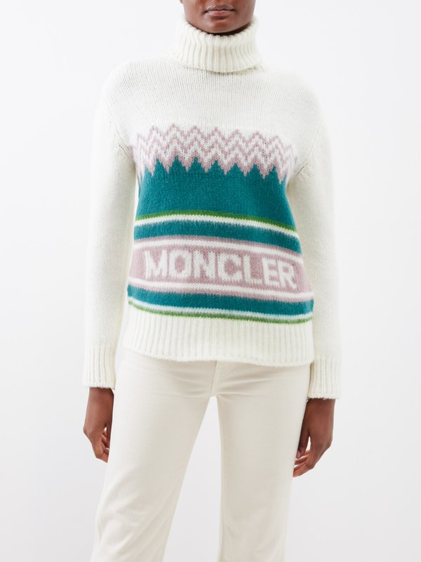 Moncler Logo-jacquard roll-neck wool sweater