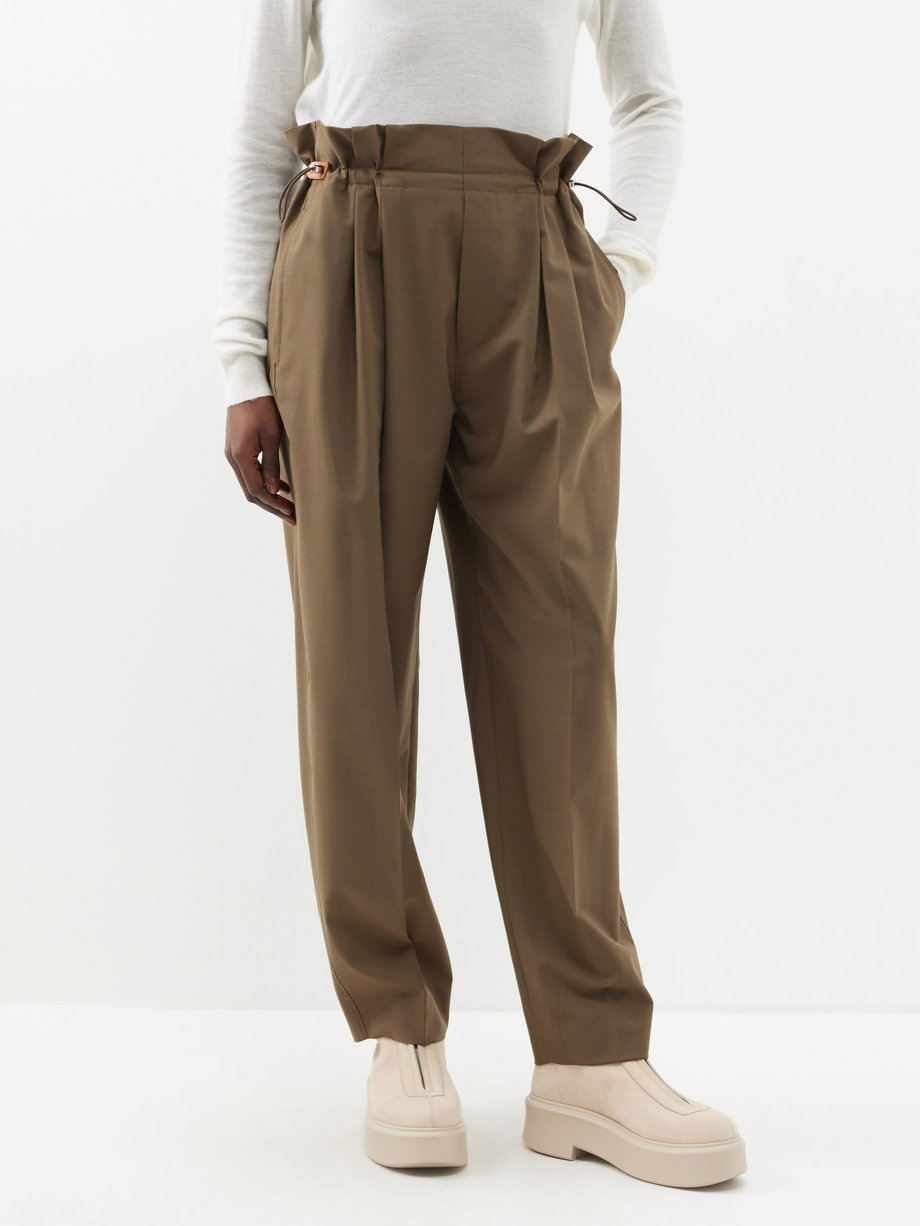 Moncler Paperbag-waist twill trousers