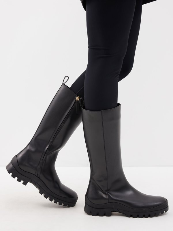 The Row Greta Moto leather knee-high boots