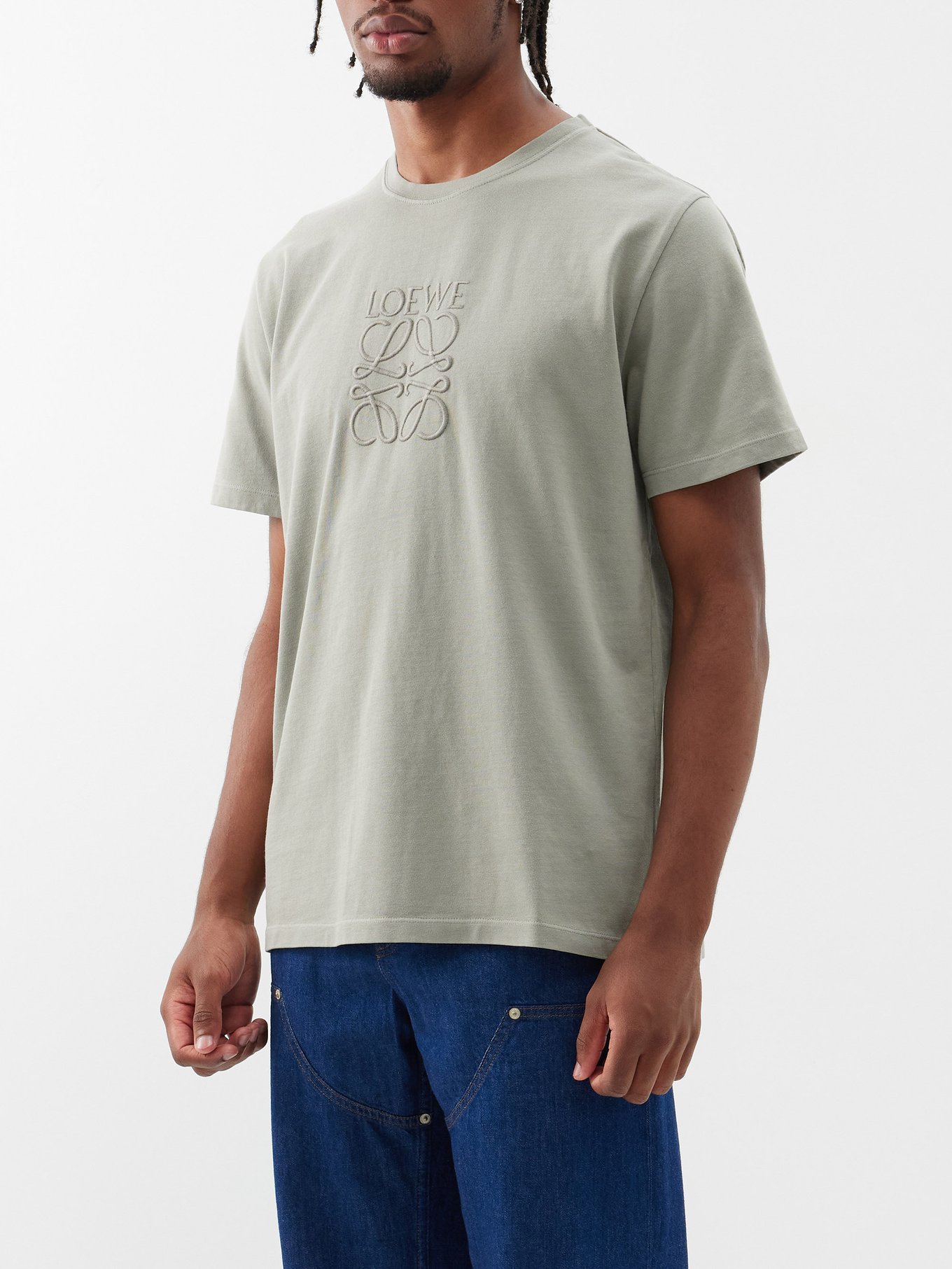 Anagram-logo embroidered cotton-blend T-shirt | LOEWE