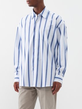 OUR LEGACY Our Legacy Oversized striped cotton-poplin shirt