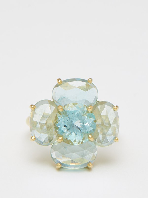 Irene Neuwirth Tropical Flower aquamarine & 18kt gold ring