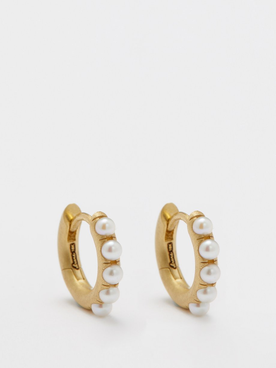 Irene Neuwirth Pearl & 18kt gold hoop earrings