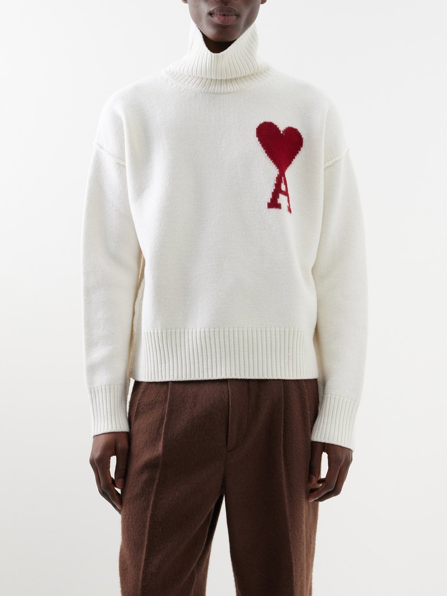 AMI Ami de Cœur-logo wool roll-neck sweater