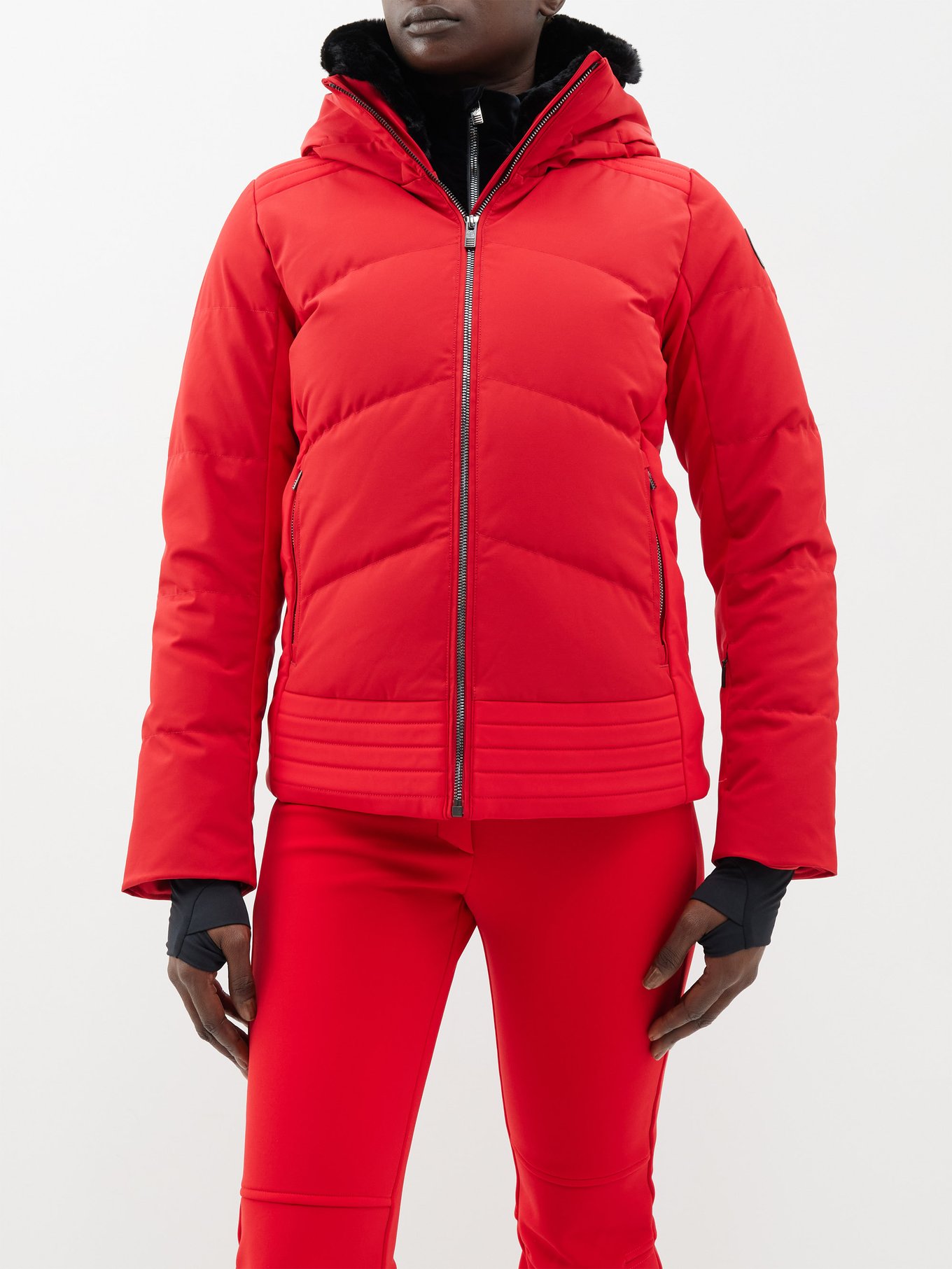 Red Moraine down hooded ski jacket, Goldbergh