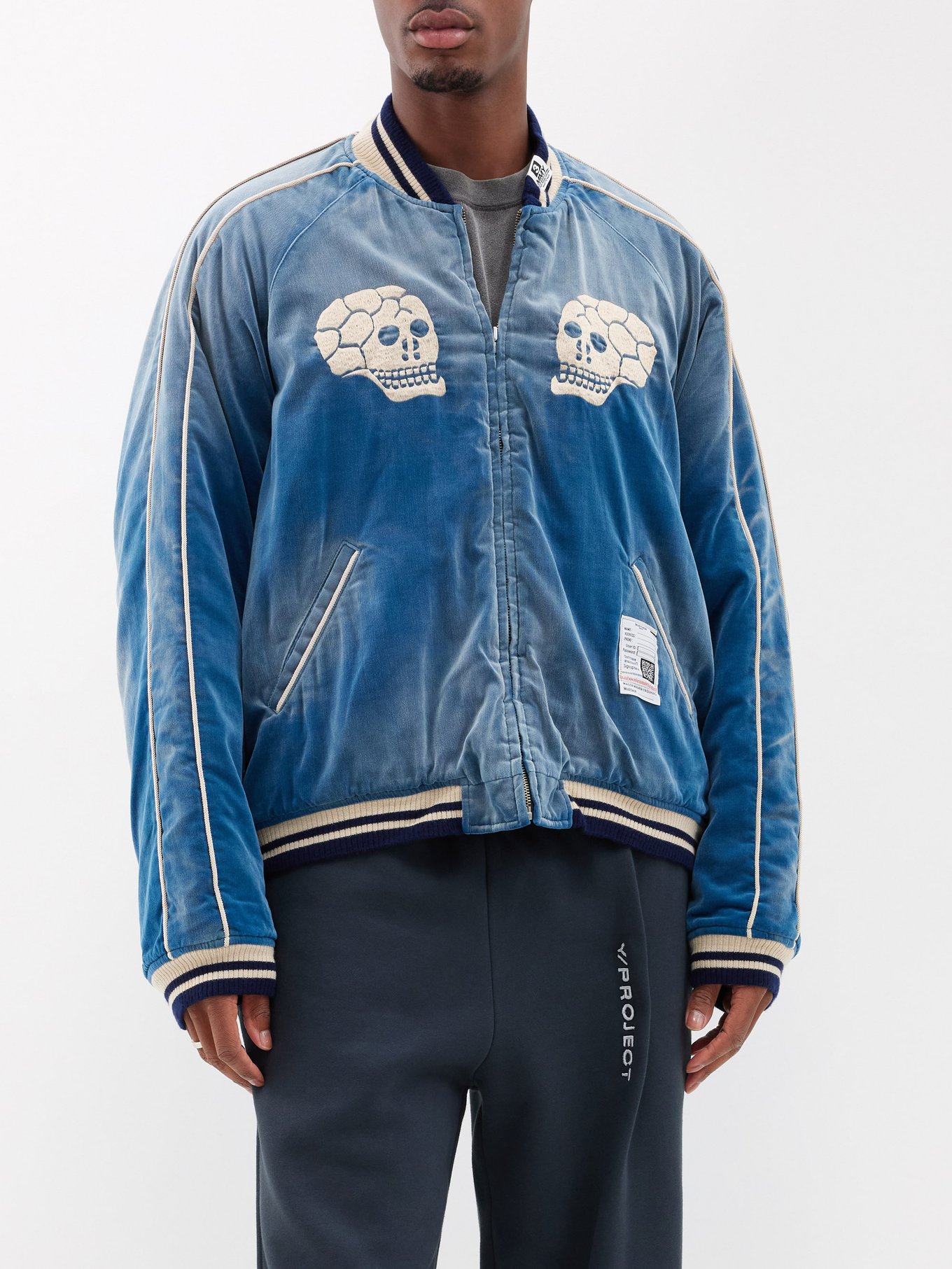 Gucci Loved Embroidered Bomber Jacket in Blue for Men