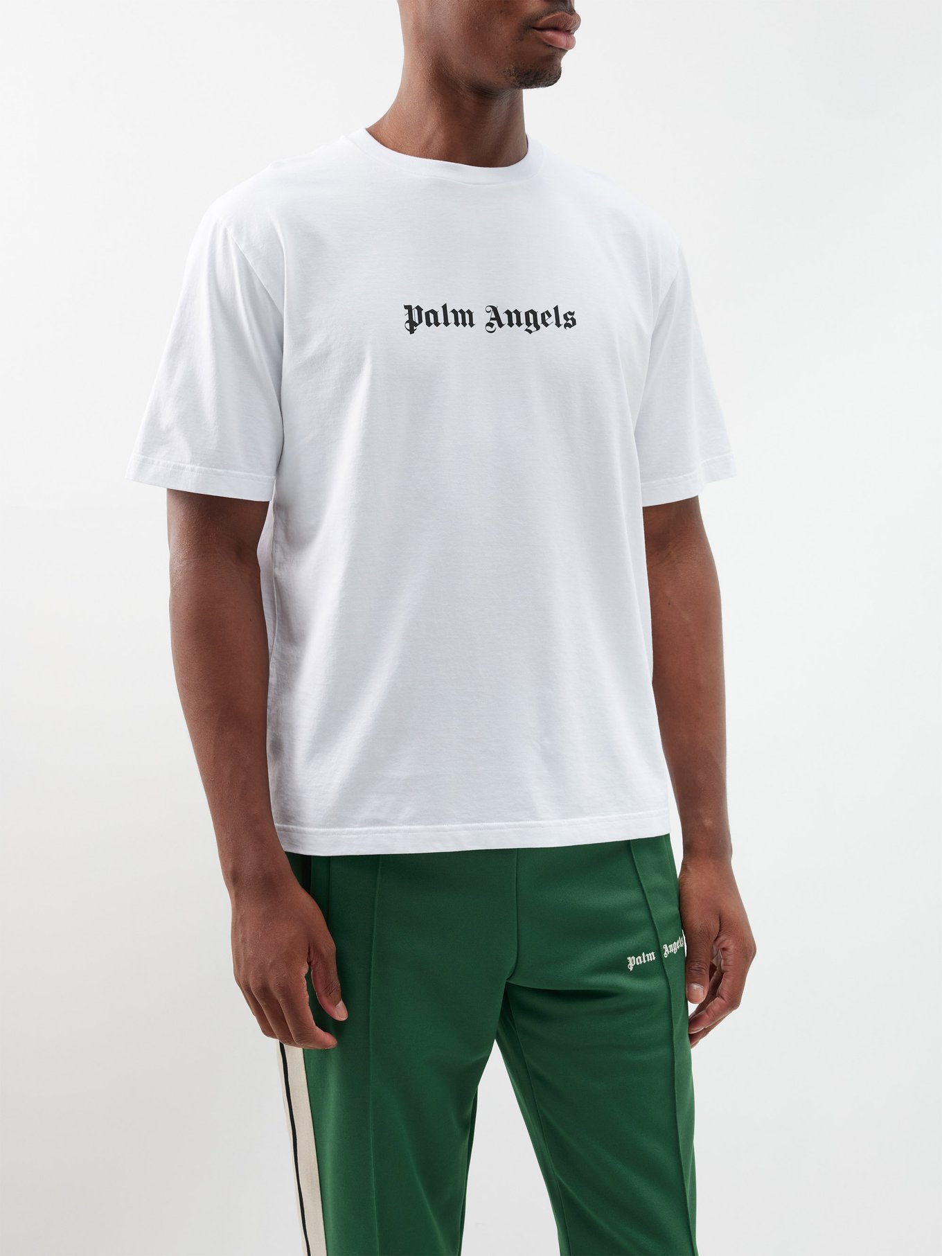 Palm Angels Logo Collar Back Crew Neck Black Oversize T-shirt 