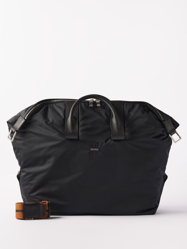 ZEGNA Leather-trim technical-twill holdall