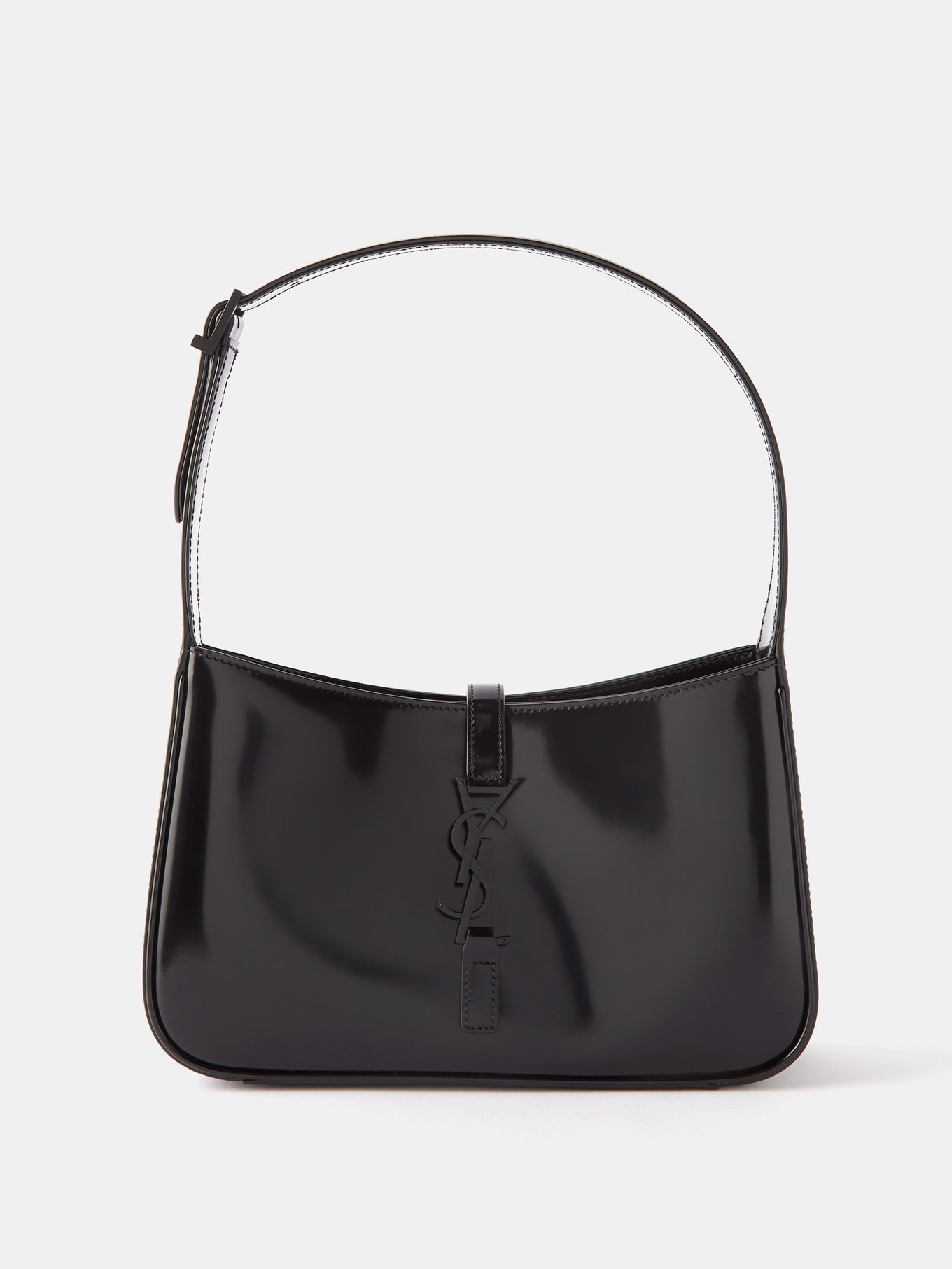 Le 5 A 7 Patent Leather Shoulder Bag in Black - Saint Laurent