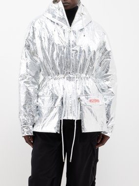 FUTURA Hooded drawcord-waist aluminium and nylon parka