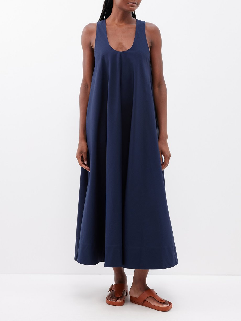 CO Scoop-neck silk and cotton-blend midi dress